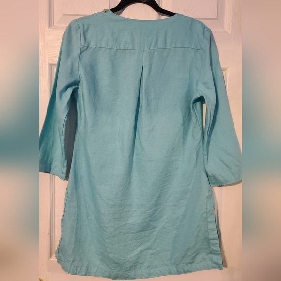 Malvin Blue Jewel Embellished Linen Tunic size 8 M - Picture 5 of 6
